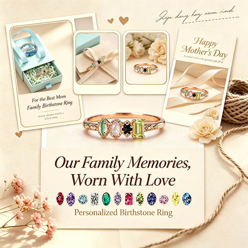 Personalized Multiple Stones Grandma & Mom Family Ring