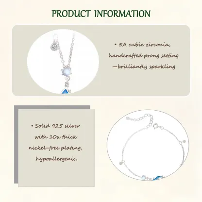 Sterling S925 Silve + 5A Zircon+ moonstone | Mermaid’s Tide Bracelet​ | Nickel-Free Plating