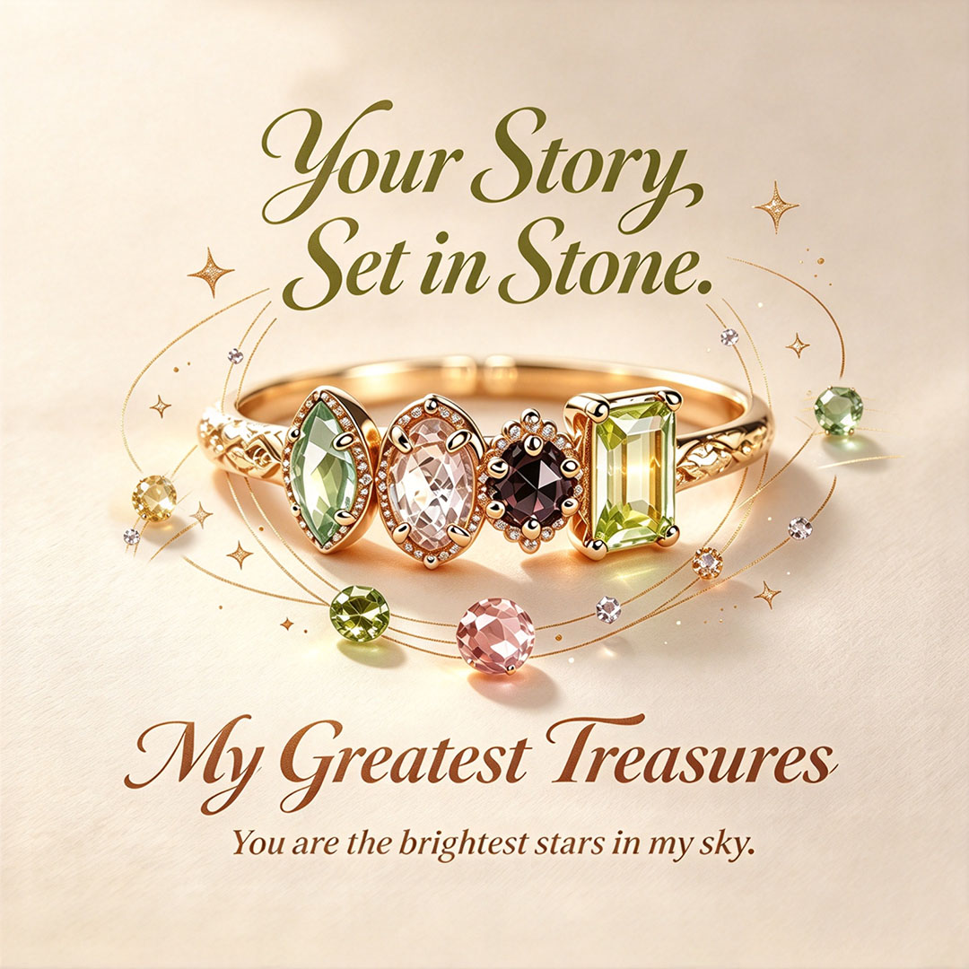 Personalized Multiple Stones Grandma & Mom Family Ring