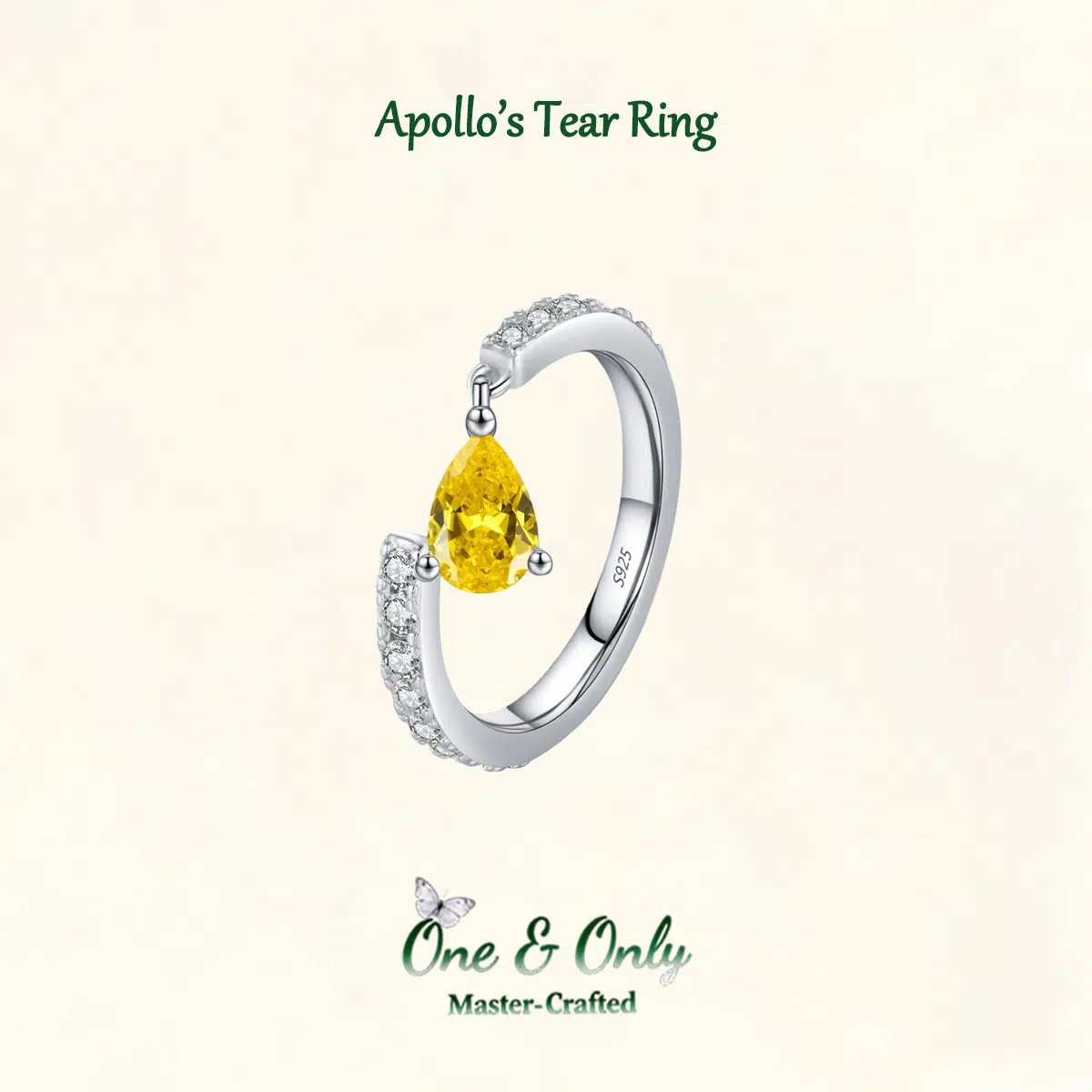 Sterling S925 Silve + 5A Cubic Zirconia | Apollo’s Tear Ring | Nickel-Free Plating