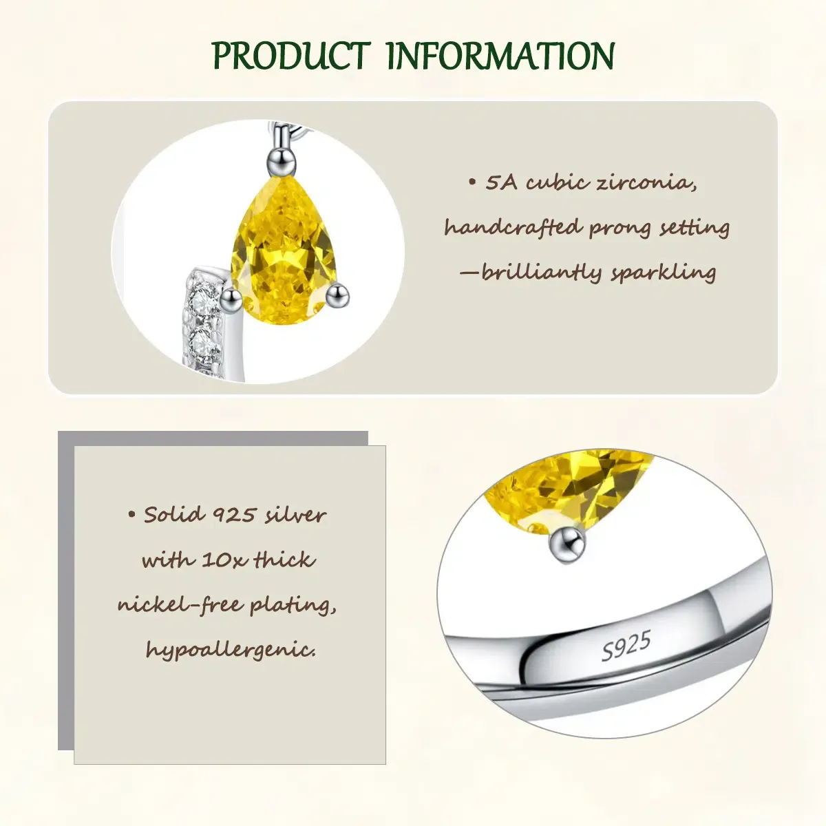 Sterling S925 Silve + 5A Cubic Zirconia | Apollo’s Tear Ring | Nickel-Free Plating