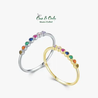 Sterling S925 Silve + 5A CZ | Aura Duo Stacking Rings | Nickel-Free Plating