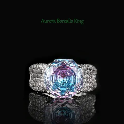 Aurora Borealis Ring | Ice-Flower Cut with Lab-Created Cubic Zirconia – Luxury Design, Everyday Sparkle