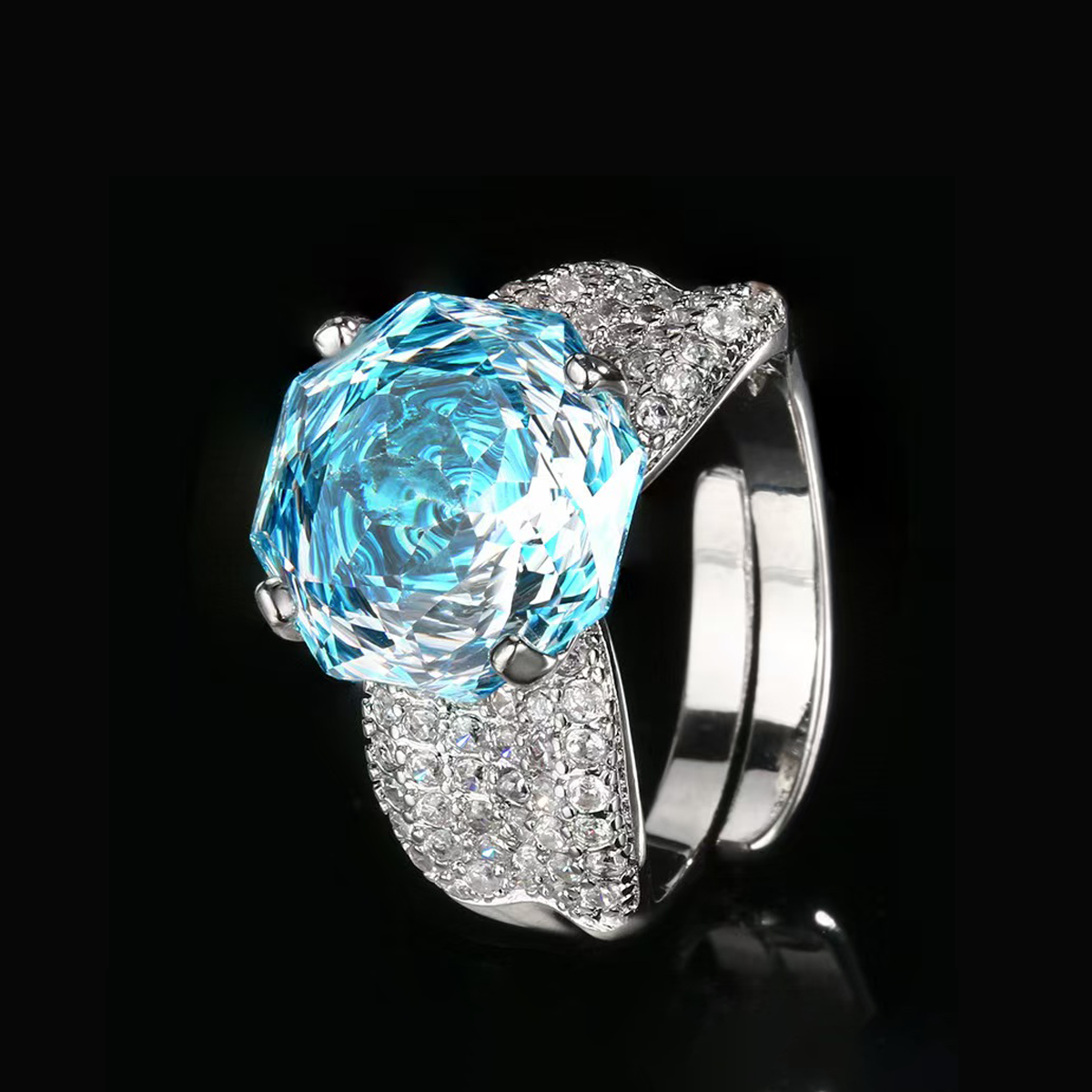 Aurora Borealis Ring | Ice-Flower Cut with Lab-Created Cubic Zirconia – Luxury Design, Everyday Sparkle