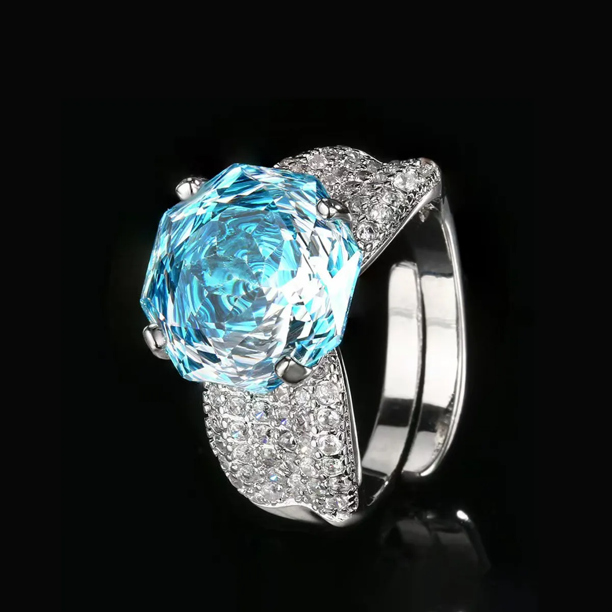 Aurora Borealis Ring | Ice-Flower Cut with Lab-Created Cubic Zirconia – Luxury Design, Everyday Sparkle