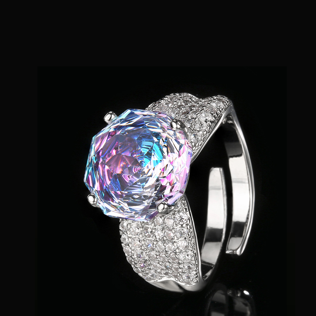 Aurora Borealis Ring | Ice-Flower Cut with Lab-Created Cubic Zirconia – Luxury Design, Everyday Sparkle
