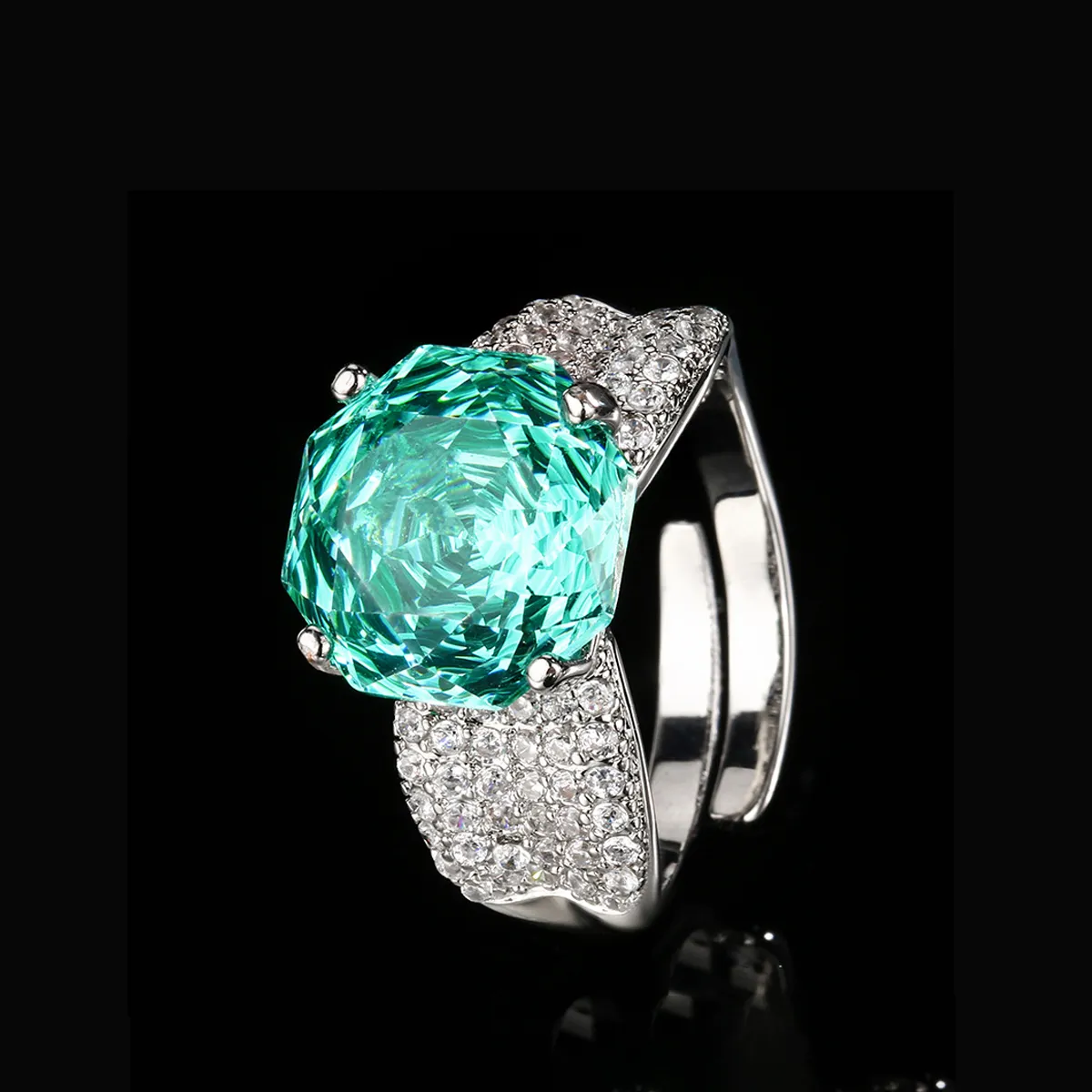 Aurora Borealis Ring | Ice-Flower Cut with Lab-Created Cubic Zirconia – Luxury Design, Everyday Sparkle