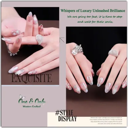 Barbie's Snow Globe Press-On Nails | Medium Almond & Short Coffin | Icy Pink Winter Wonderland 