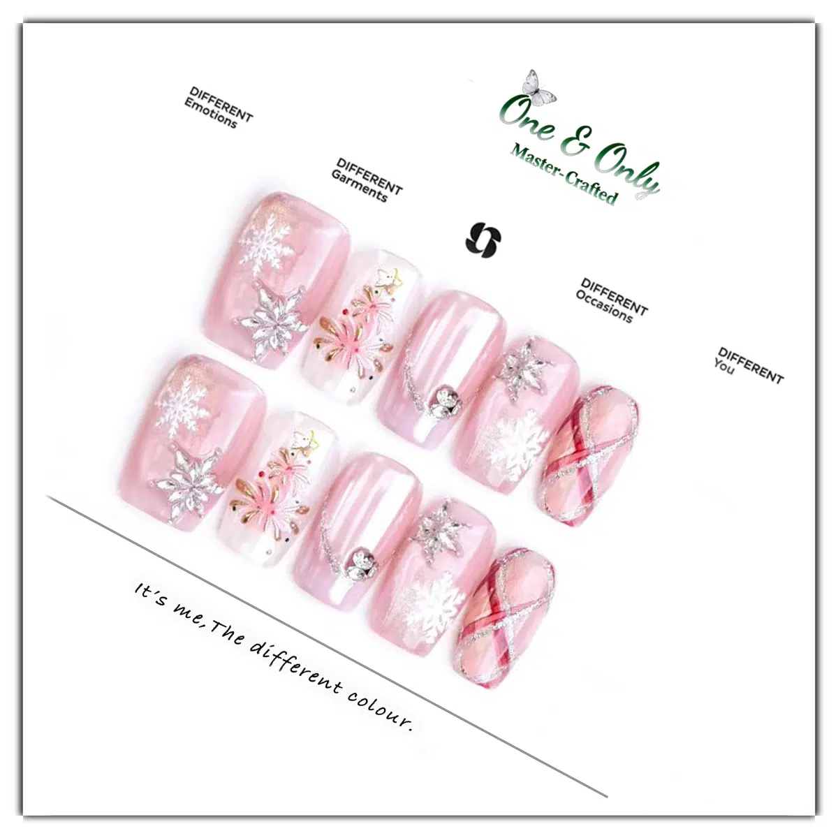 Barbie's Snow Globe Press-On Nails | Medium Almond & Short Coffin | Icy Pink Winter Wonderland 