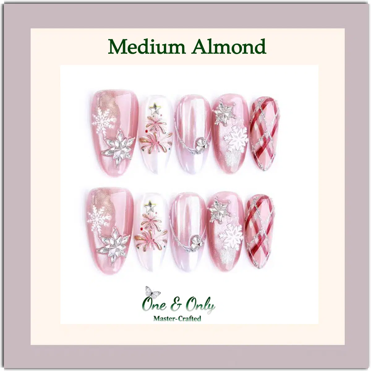 Barbie's Snow Globe Press-On Nails | Medium Almond & Short Coffin | Icy Pink Winter Wonderland 