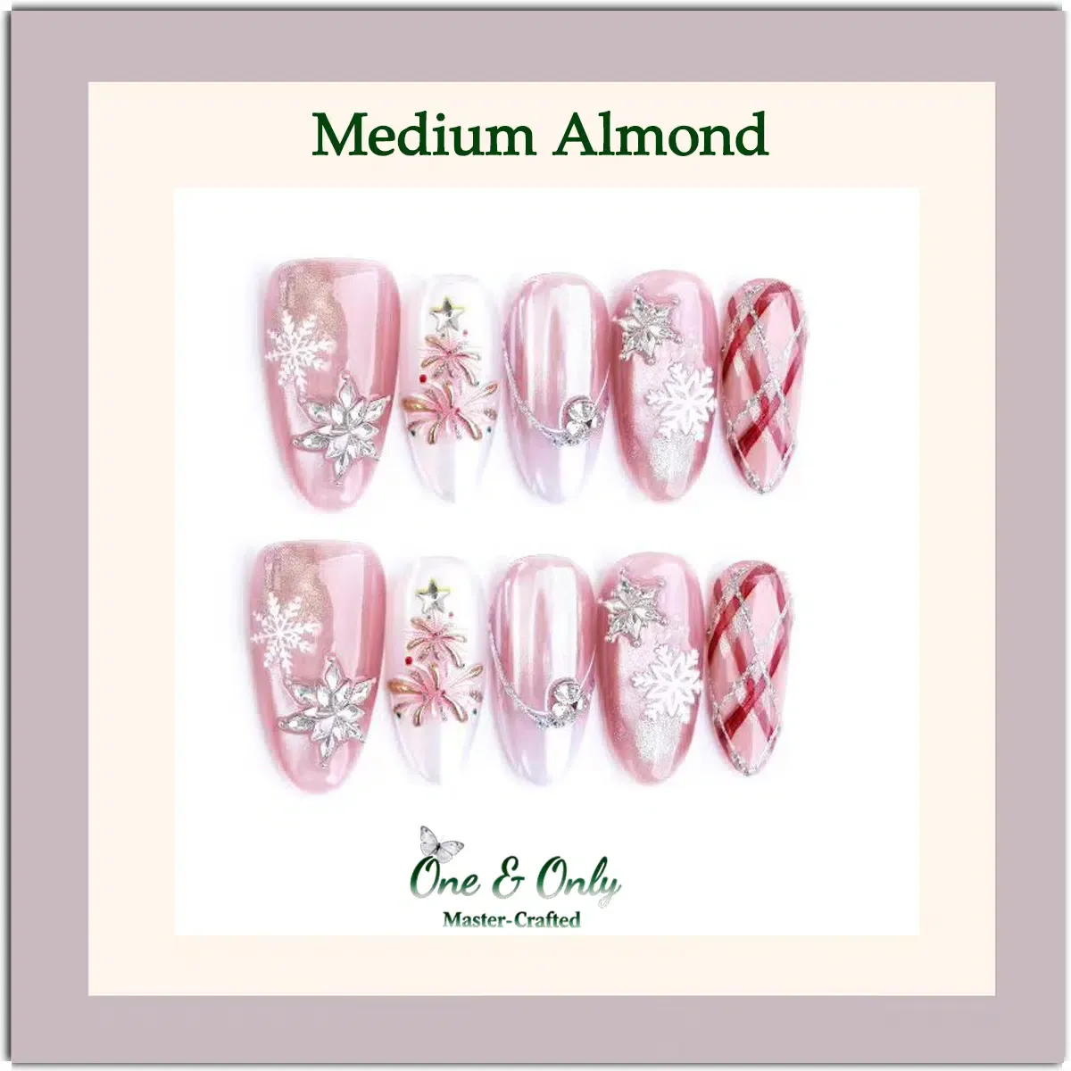 Barbie's Snow Globe Press-On Nails | Medium Almond & Short Coffin | Icy Pink Winter Wonderland