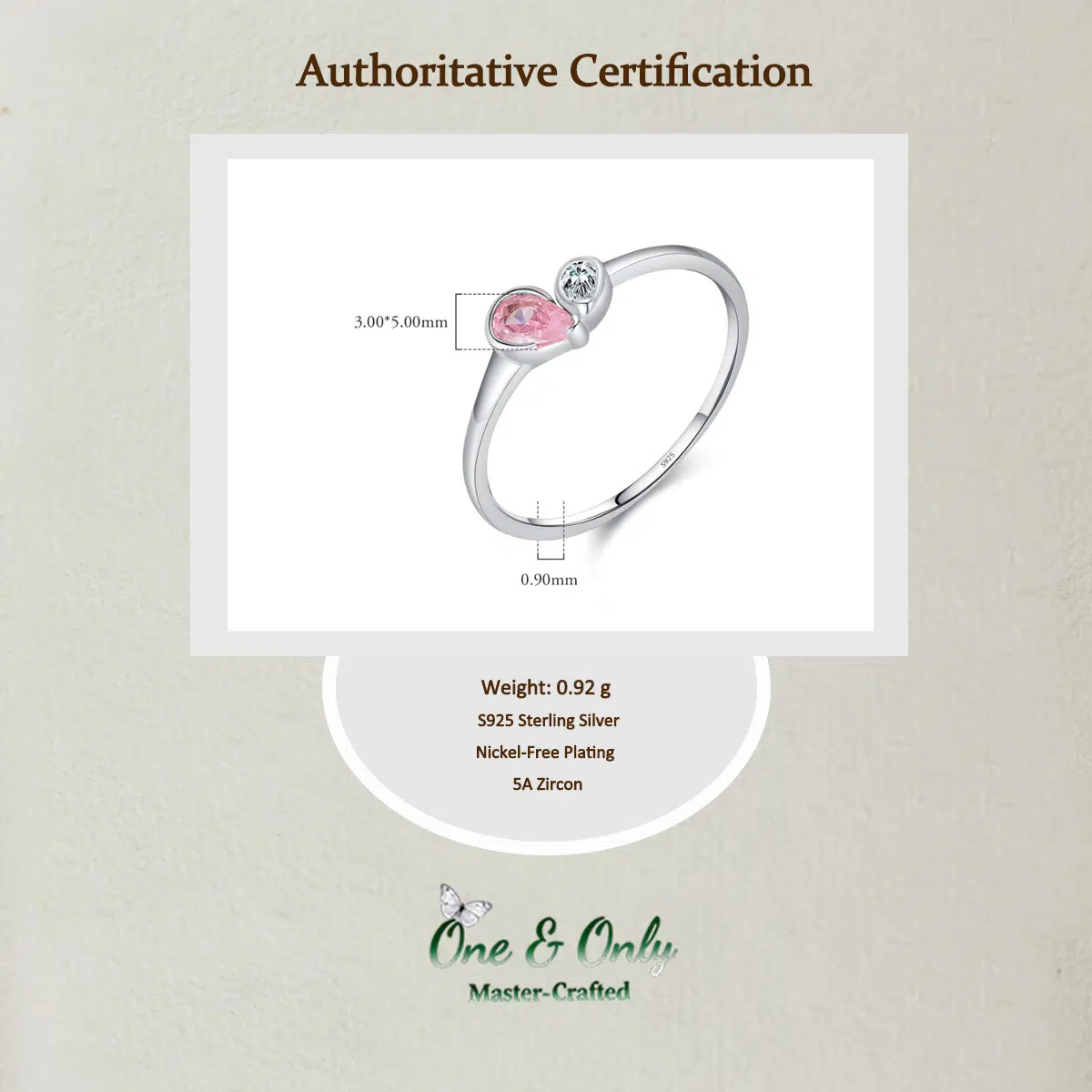 Sterling S925 Silve + 5A Z | Blue-Pink Energy Symbiosis Ring | Nickel-Free Plating