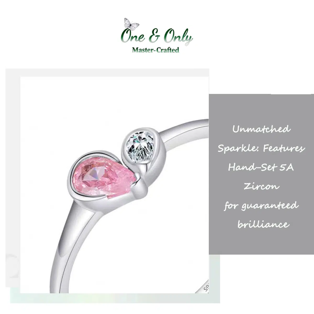 Sterling S925 Silve + 5A Z | Blue-Pink Energy Symbiosis Ring | Nickel-Free Plating