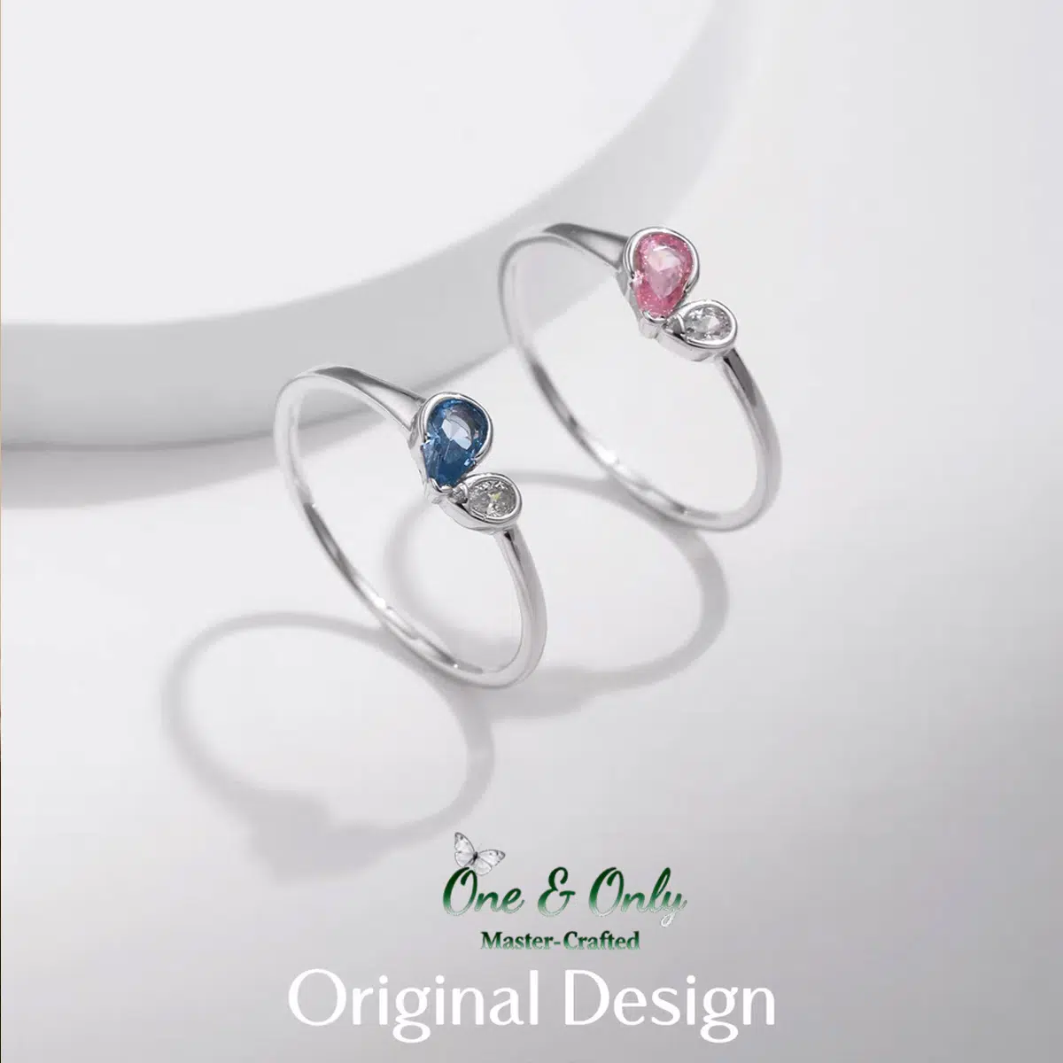 Sterling S925 Silve + 5A Z | Blue-Pink Energy Symbiosis Ring | Nickel-Free Plating