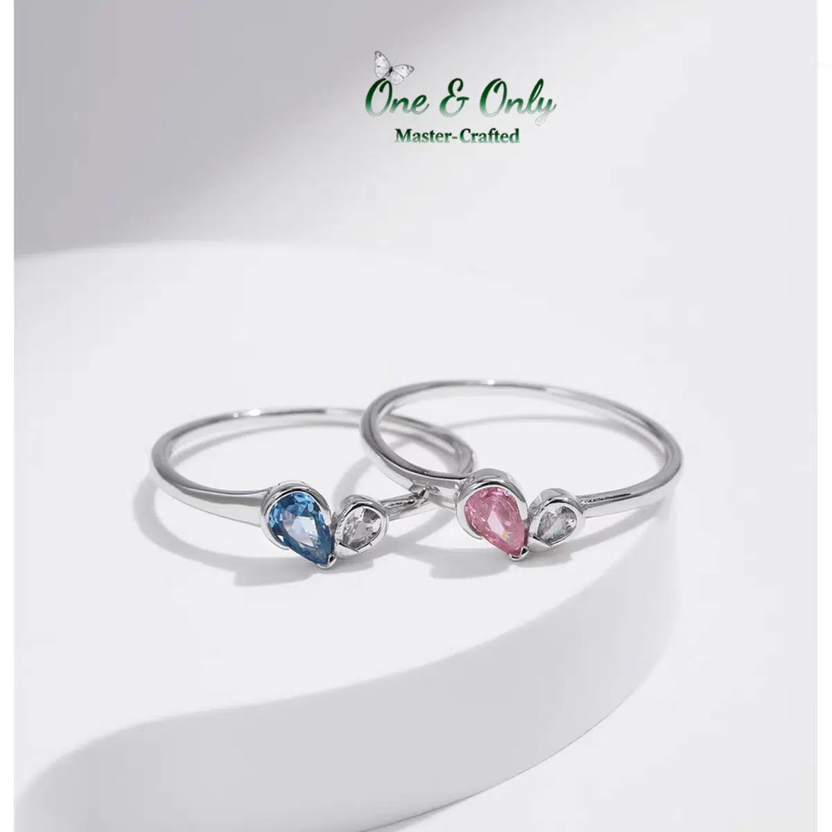 Sterling S925 Silve + 5A Z | Blue-Pink Energy Symbiosis Ring | Nickel-Free Plating