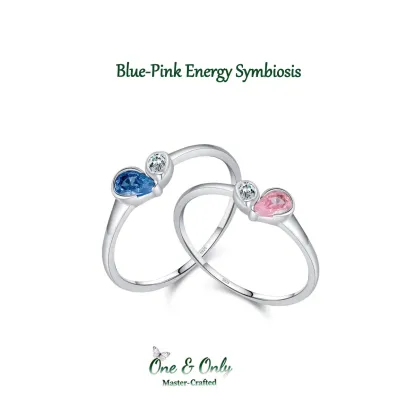 Sterling S925 Silve + 5A Z | Blue-Pink Energy Symbiosis Ring | Nickel-Free Plating