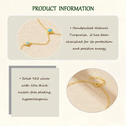 Sterling S925 Silve + 5A Zircon | Boho Turquoise Gold Finger Chain Bracelet​ | Nickel-Free Plating