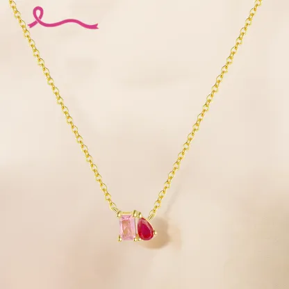 Breast Cancer Courage I Am Enough Necklace&Ring Set | Meaningful Jewelry Gift For Cancer Fighter