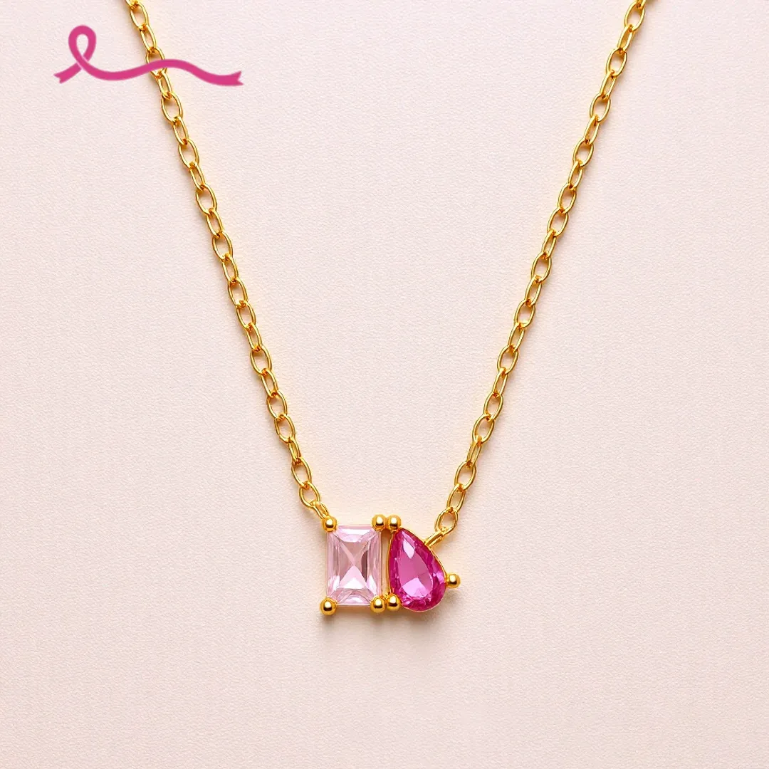 Breast Cancer Courage I Am Enough Necklace&Ring Set | Meaningful Jewelry Gift For Cancer Fighter