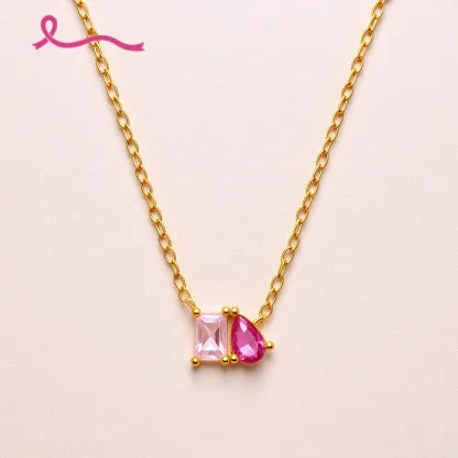 Breast Cancer Courage I Am Enough Necklace&Ring Set | Meaningful Jewelry Gift For Cancer Fighter