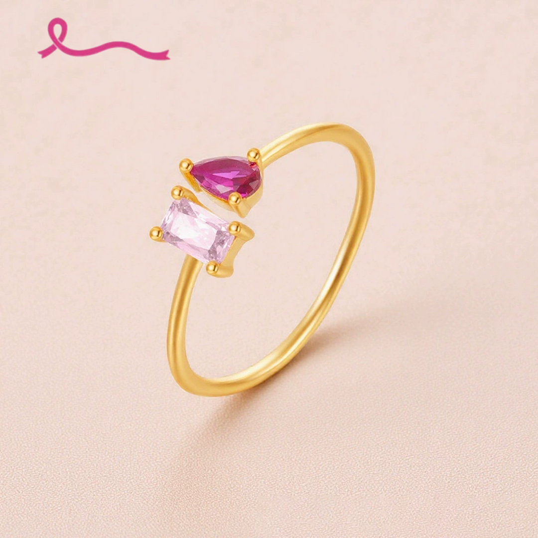 Breast Cancer Courage I Am Enough Necklace&Ring Set | Meaningful Jewelry Gift For Cancer Fighter