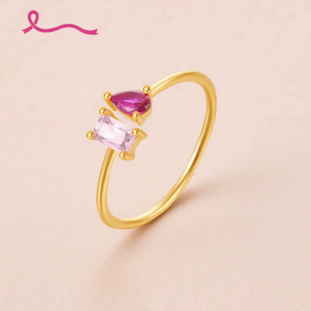 Breast Cancer Courage I Am Enough Necklace&Ring Set | Meaningful Jewelry Gift For Cancer Fighter