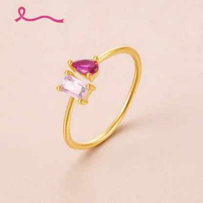 Breast Cancer Courage I Am Enough Necklace&Ring Set | Meaningful Jewelry Gift For Cancer Fighter