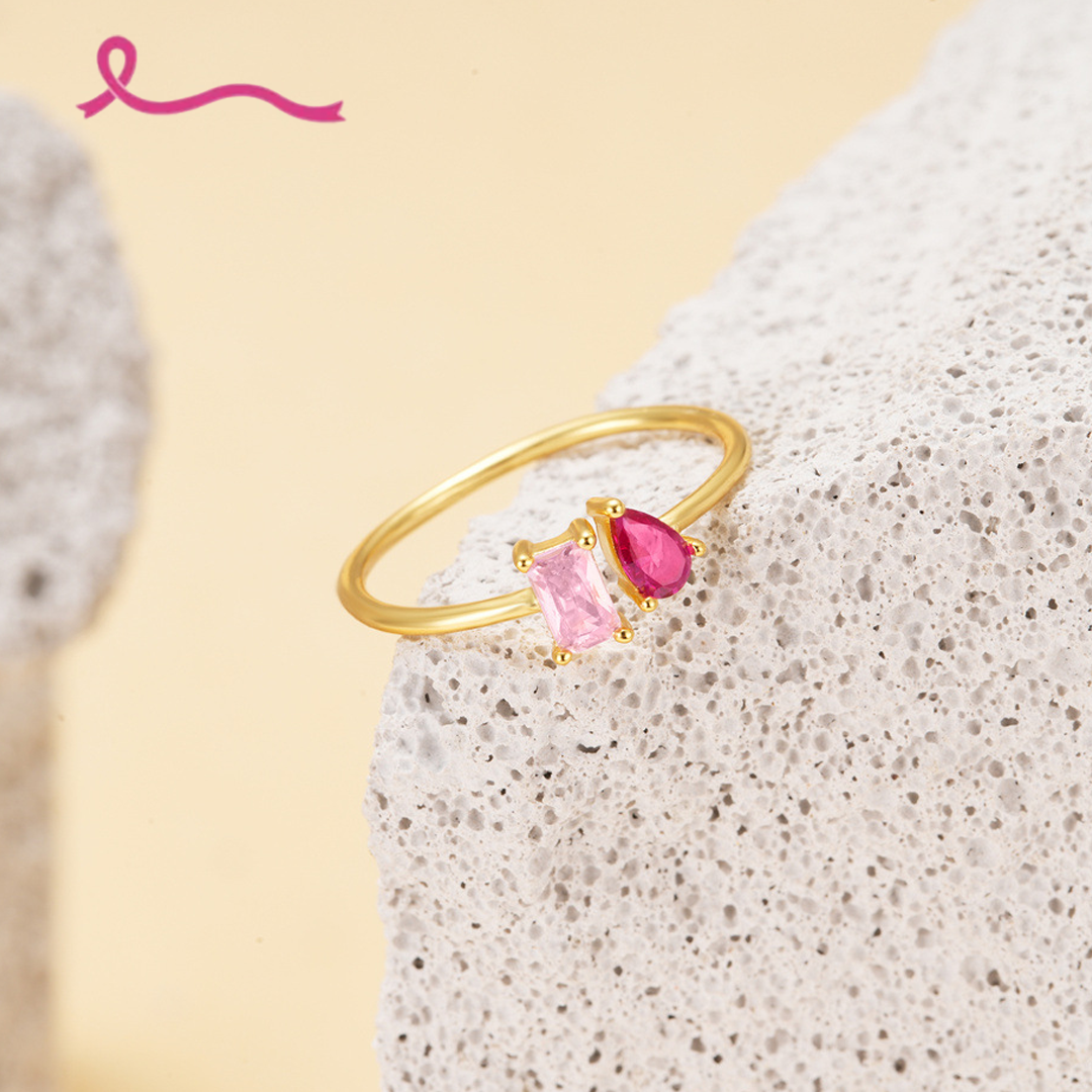 Breast Cancer Courage I Am Enough Necklace&Ring Set | Meaningful Jewelry Gift For Cancer Fighter