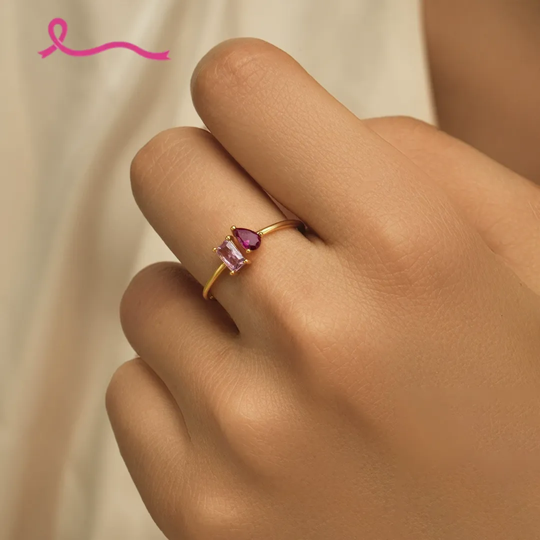 Breast Cancer Courage I Am Enough Necklace&Ring Set | Meaningful Jewelry Gift For Cancer Fighter