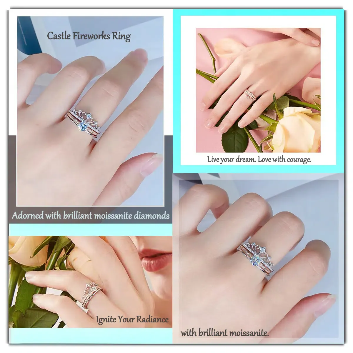  0.5Ct Moissanite + Sterling S925 Silver | Castle Fireworks Diamond Ring | Perfect for Stacking or Wearing Solo