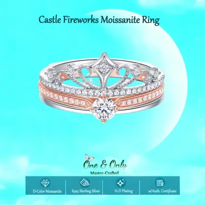  0.5Ct Moissanite + Sterling S925 Silver | Castle Fireworks Diamond Ring | Perfect for Stacking or Wearing Solo