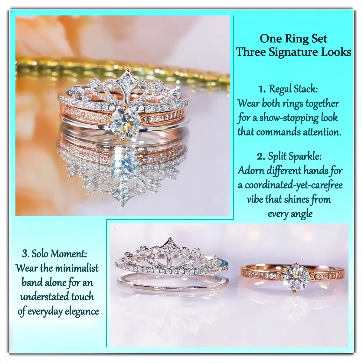  0.5Ct Moissanite + Sterling S925 Silver | Castle Fireworks Diamond Ring | Perfect for Stacking or Wearing Solo