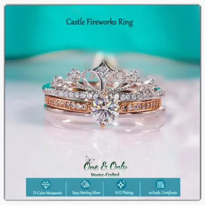 0.5Ct Moissanite + Sterling S925 Silver | Castle Fireworks Diamond Ring | Perfect for Stacking or Wearing Solo