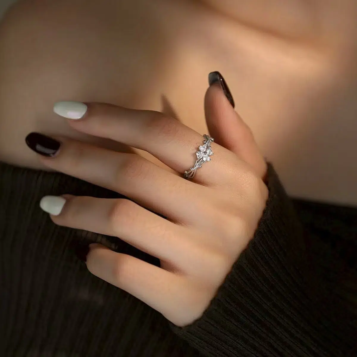 Sterling S925 Silve + 5A Zircon | Sparkling Four-Leaf Clover Ring | Nickel-Free Plating