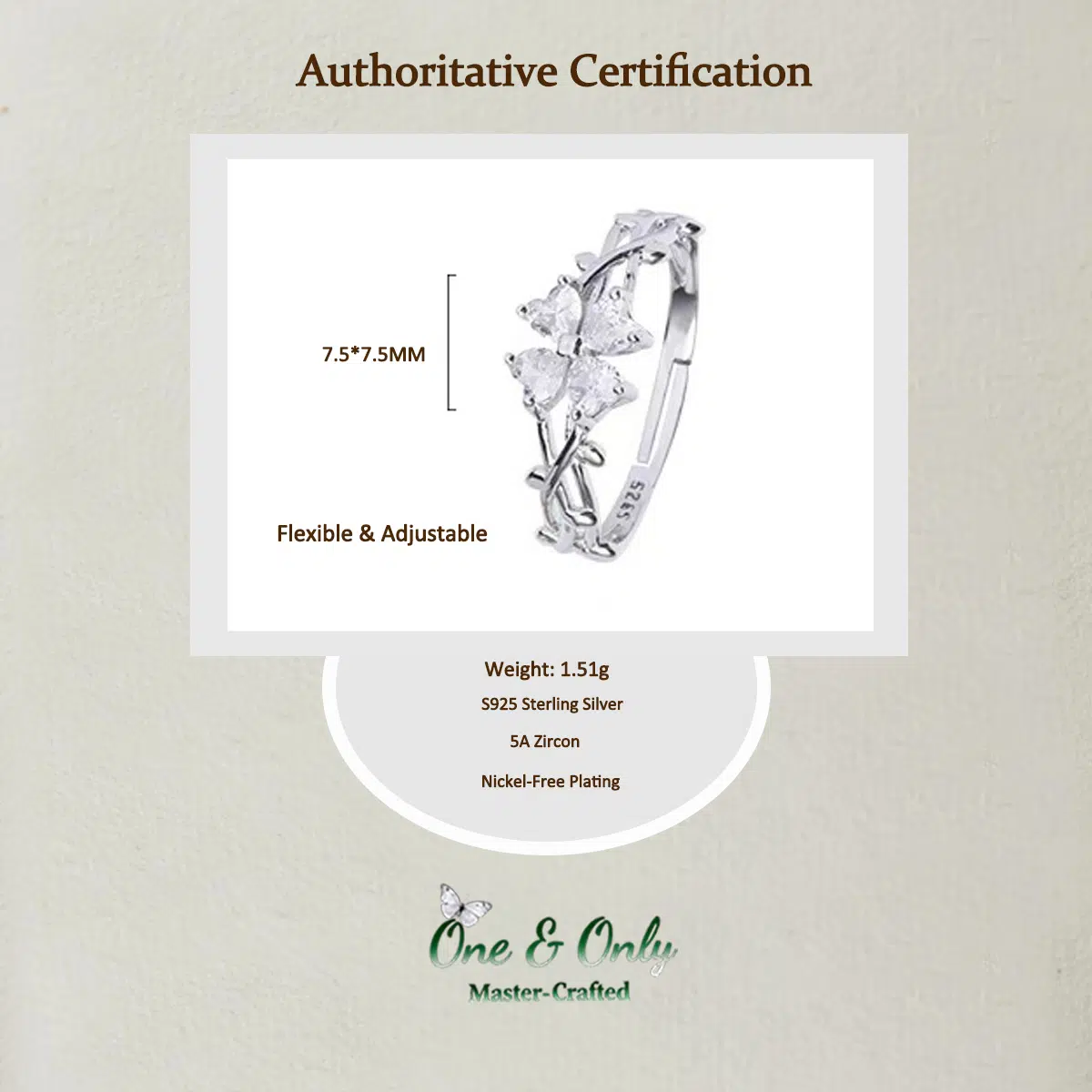 Sterling S925 Silve + 5A Zircon | Sparkling Four-Leaf Clover Ring | Nickel-Free Plating