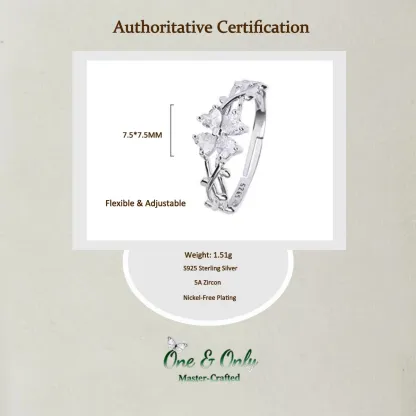 Sterling S925 Silve + 5A Zircon | Sparkling Four-Leaf Clover Ring | Nickel-Free Plating