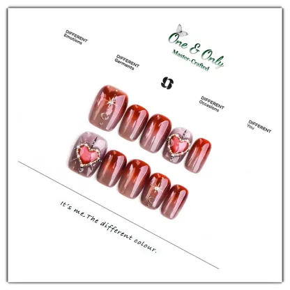 Celestial Wish Press-On Nails | Short Square | Zodiac-Inspired Charms for Good Luck