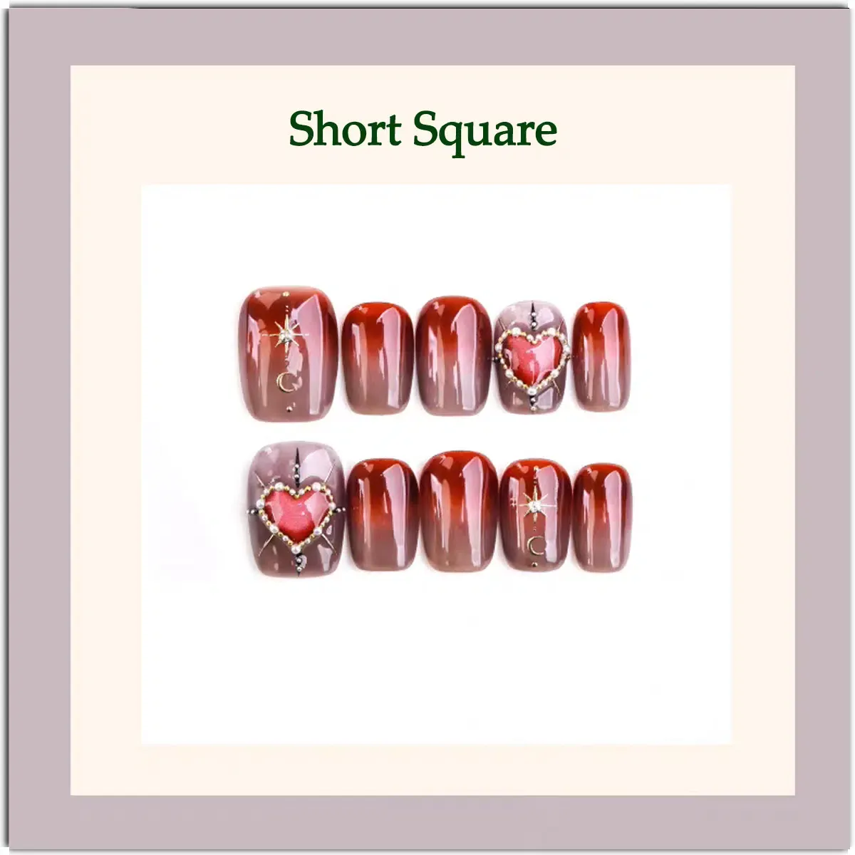 Celestial Wish Press-On Nails | Short Square | Zodiac-Inspired Charms for Good Luck