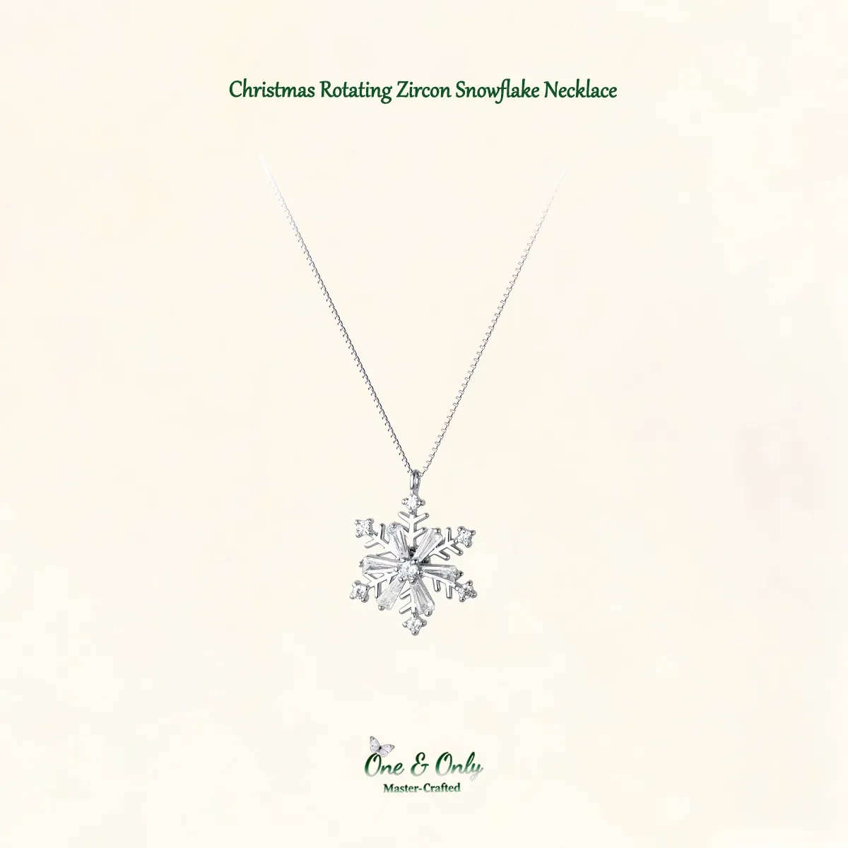 Sterling S925 Silve + 5A Zircon | Christmas Rotating Zircon Snowflake Necklace ​ | Christmas gift jewelry