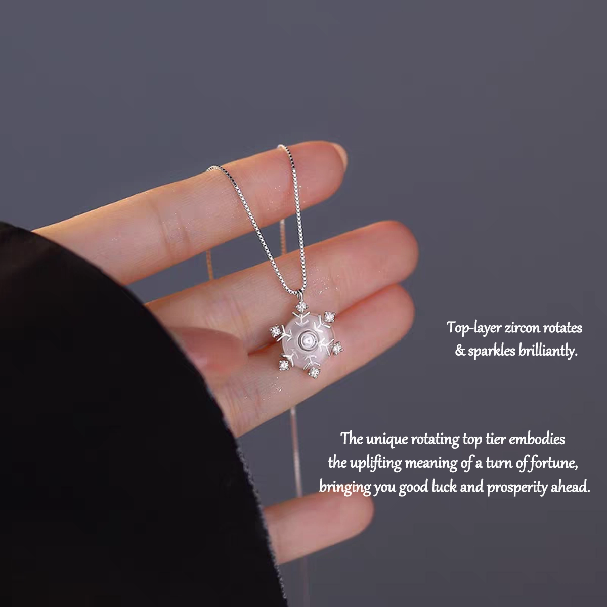 Sterling S925 Silve + 5A Zircon | Christmas Rotating Zircon Snowflake Necklace ​ | Christmas gift jewelry