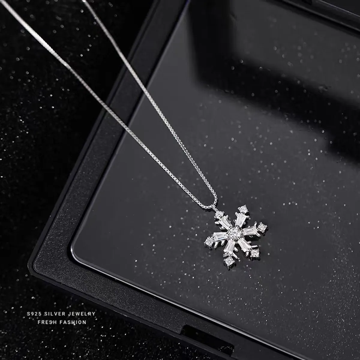 Sterling S925 Silve + 5A Zircon | Christmas Rotating Zircon Snowflake Necklace ​ | Christmas gift jewelry