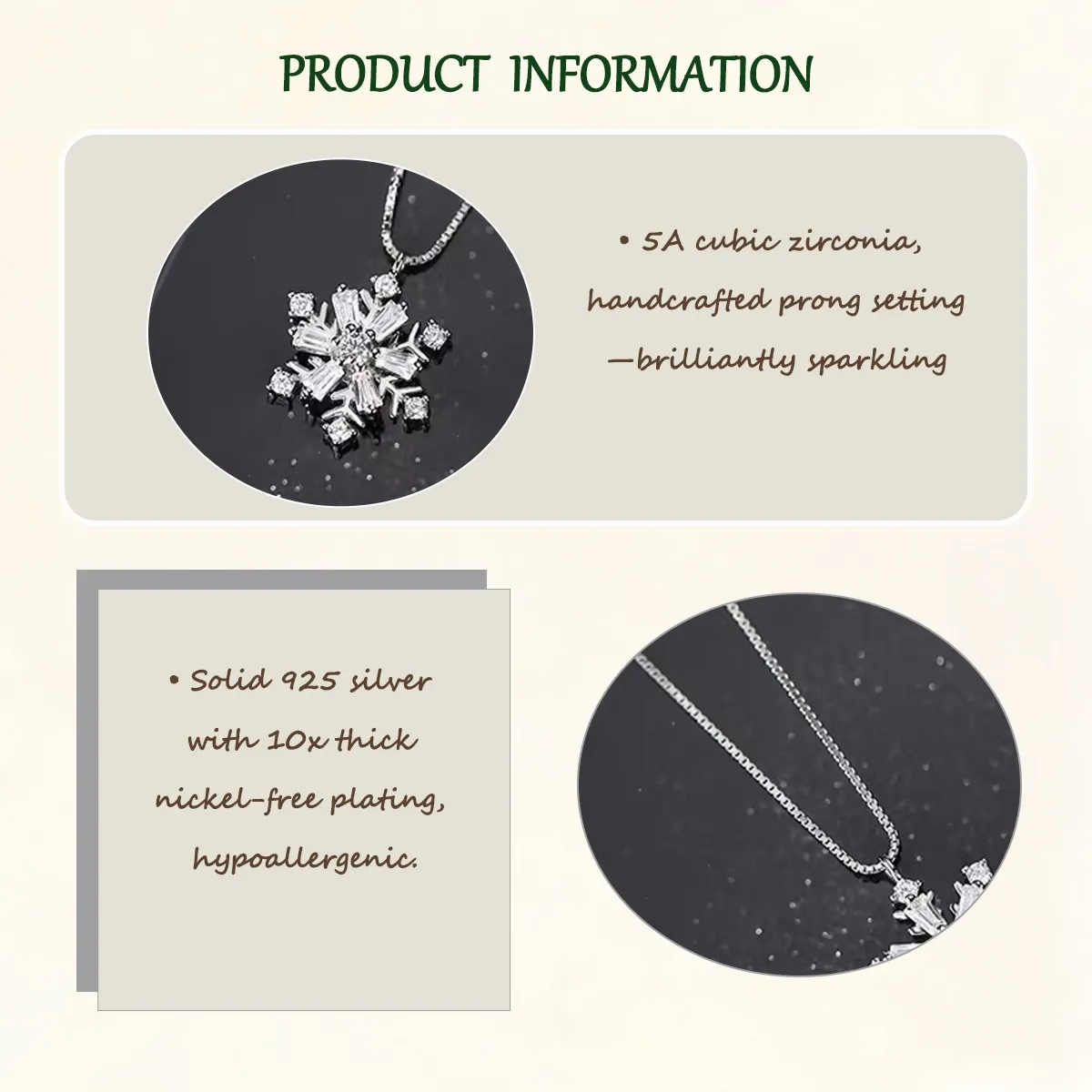 Sterling S925 Silve + 5A Zircon | Christmas Rotating Zircon Snowflake Necklace ​ | Christmas gift jewelry