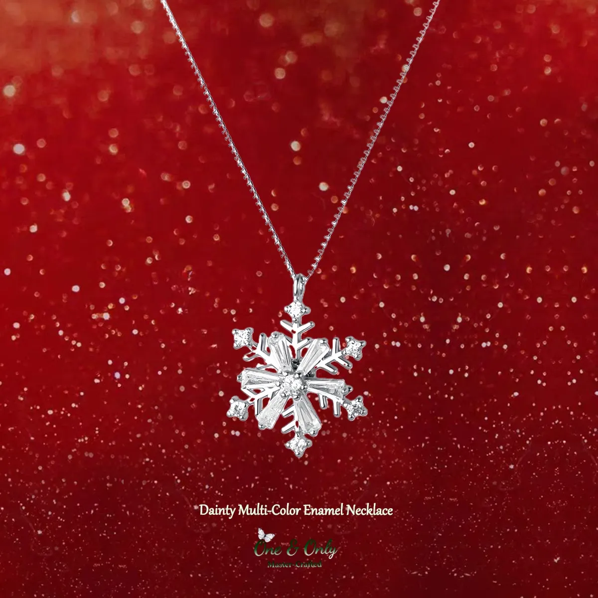 Sterling S925 Silve + 5A Zircon | Christmas Rotating Zircon Snowflake Necklace ​ | Christmas gift jewelry