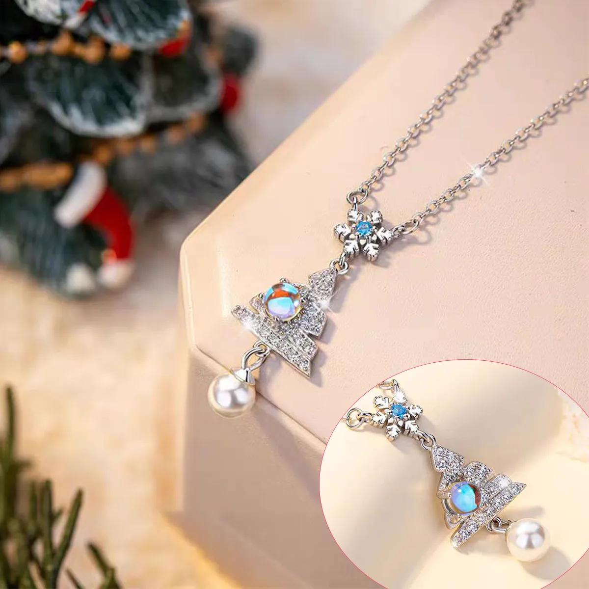 Sterling S925 Silver + 5A cubic zirconia | Christmas Snowflake Tree Necklace ​ | 2025 Christmas Gift  | Festive Magic for Women & Girls