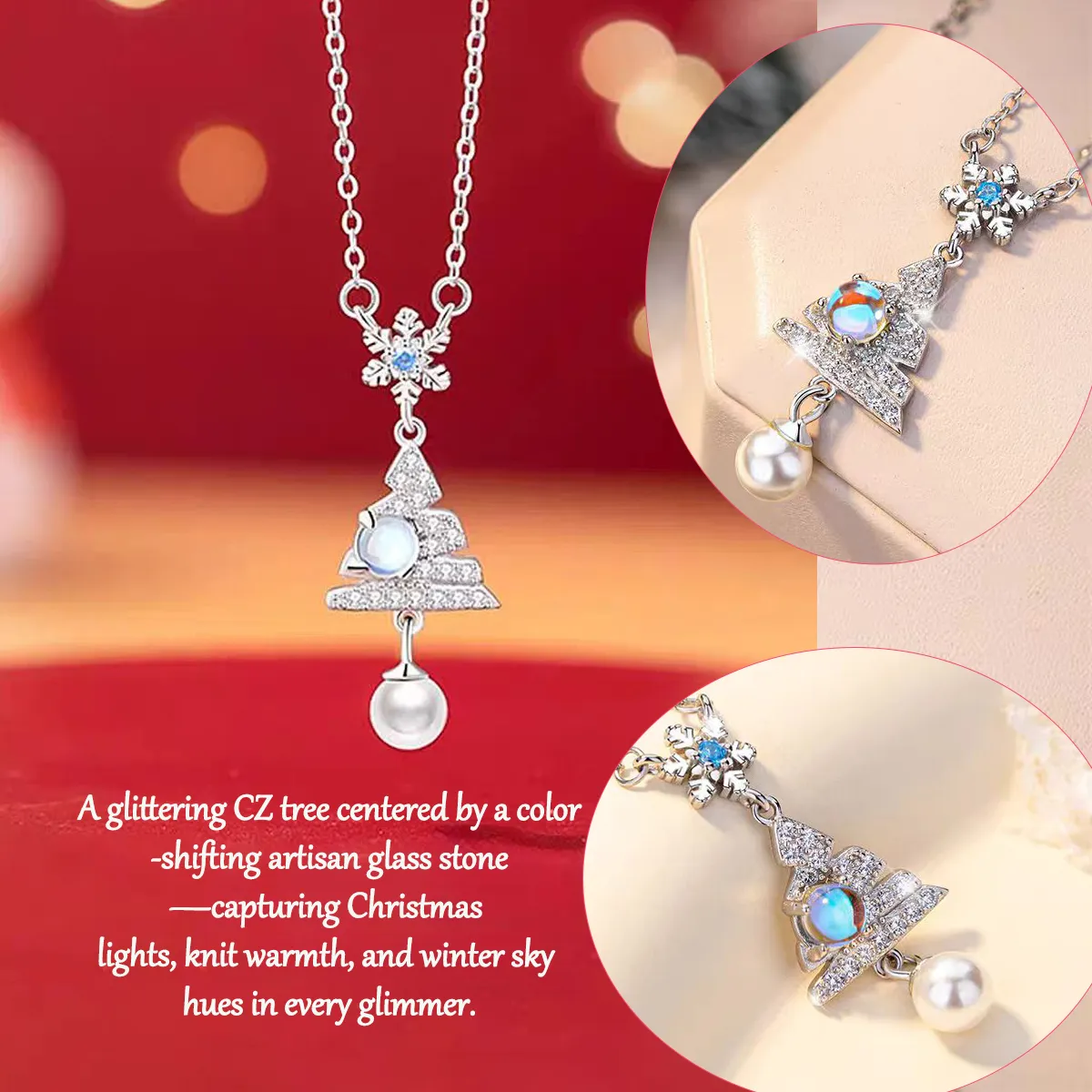 Sterling S925 Silver + 5A cubic zirconia | Christmas Snowflake Tree Necklace ​ | 2025 Christmas Gift  | Festive Magic for Women & Girls