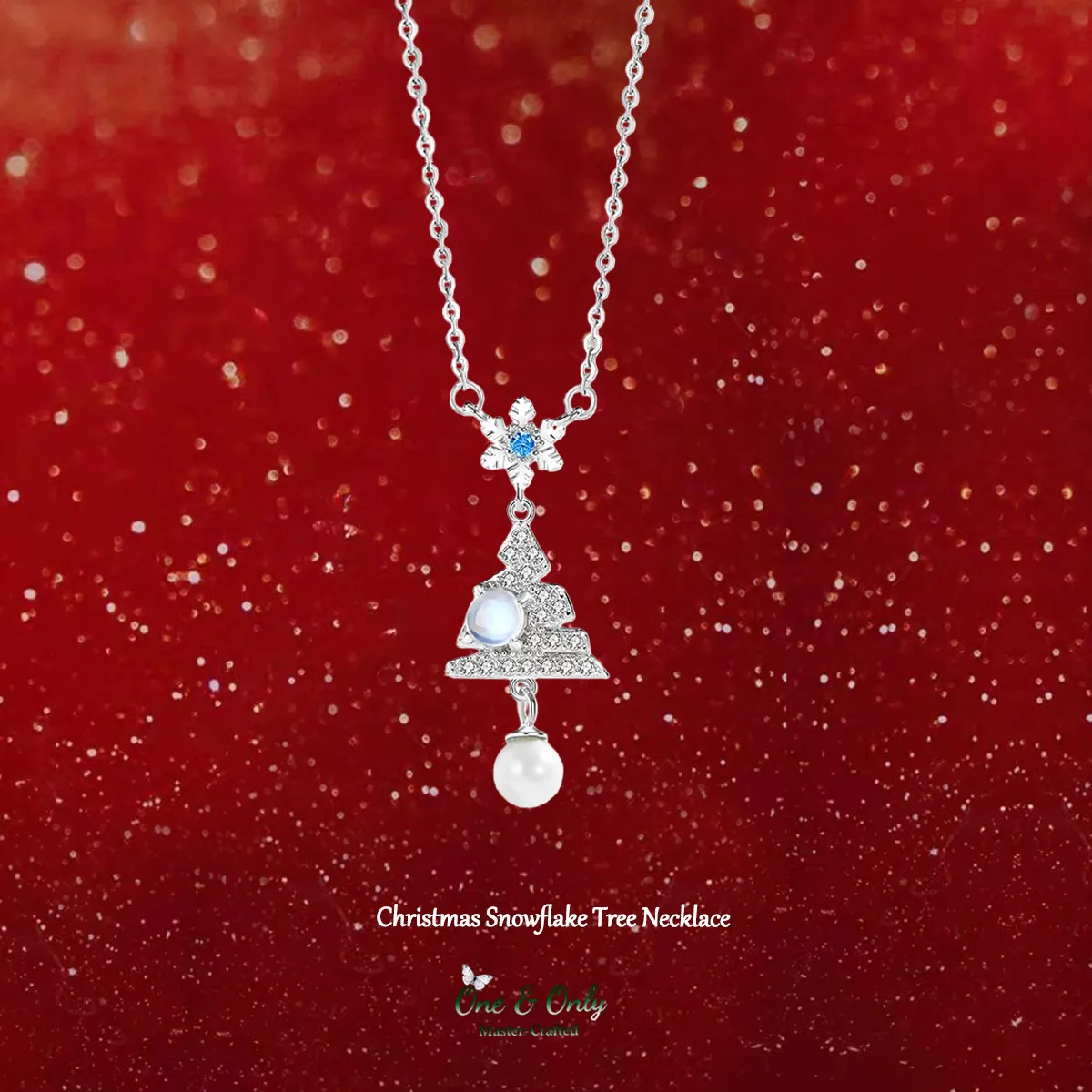 Sterling S925 Silver + 5A cubic zirconia | Christmas Snowflake Tree Necklace ​ | 2025 Christmas Gift  | Festive Magic for Women & Girls