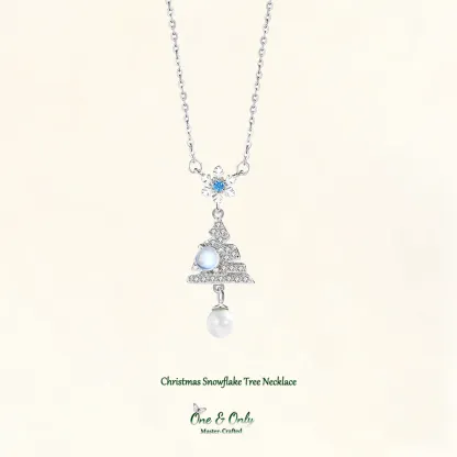 Sterling S925 Silver + 5A cubic zirconia | Christmas Snowflake Tree Necklace ​ | 2025 Christmas Gift  | Festive Magic for Women & Girls