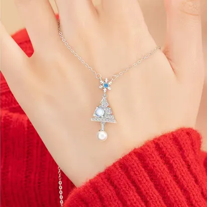 Sterling S925 Silver + 5A cubic zirconia | Christmas Snowflake Tree Necklace ​ | 2025 Christmas Gift  | Festive Magic for Women & Girls