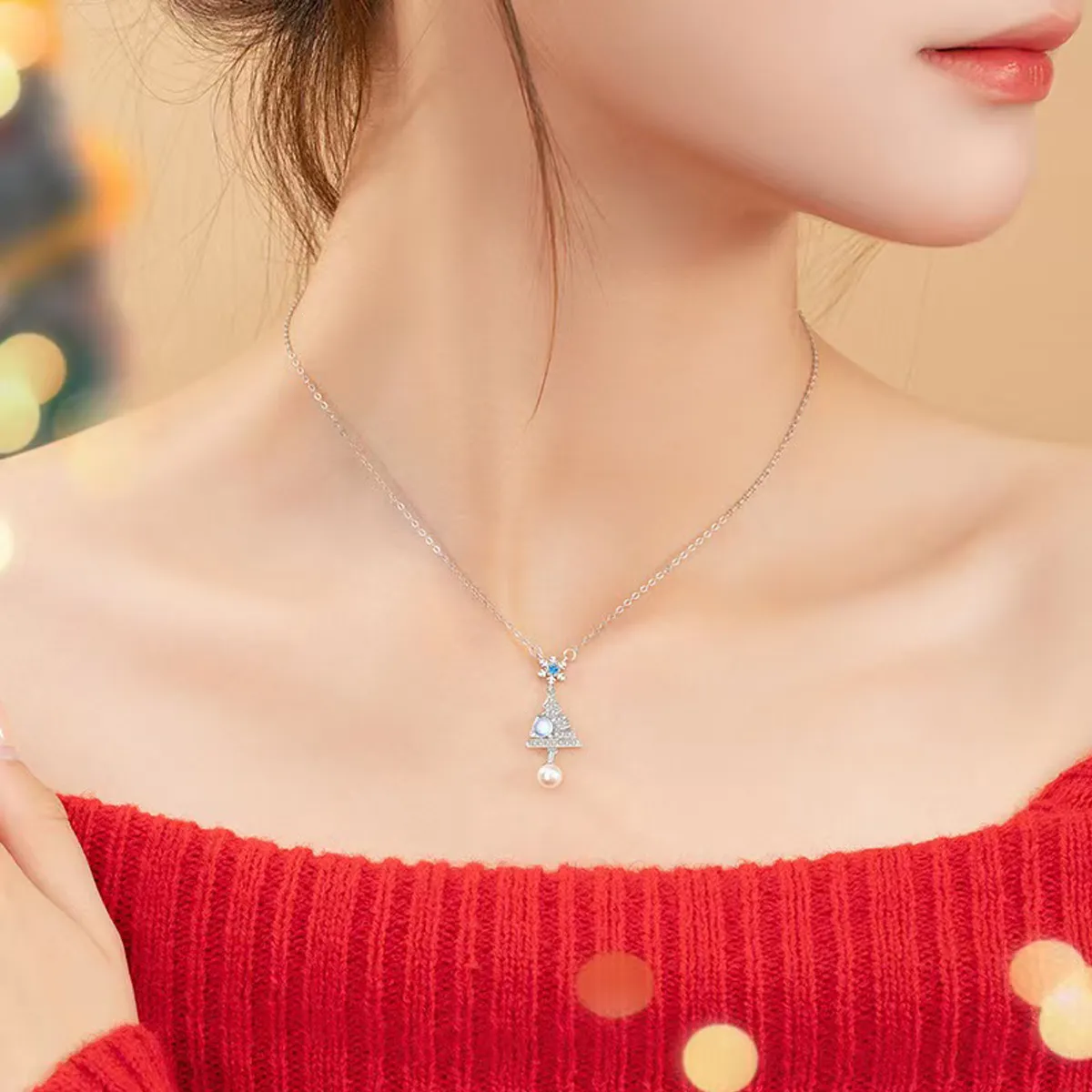 Sterling S925 Silver + 5A cubic zirconia | Christmas Snowflake Tree Necklace ​ | 2025 Christmas Gift  | Festive Magic for Women & Girls