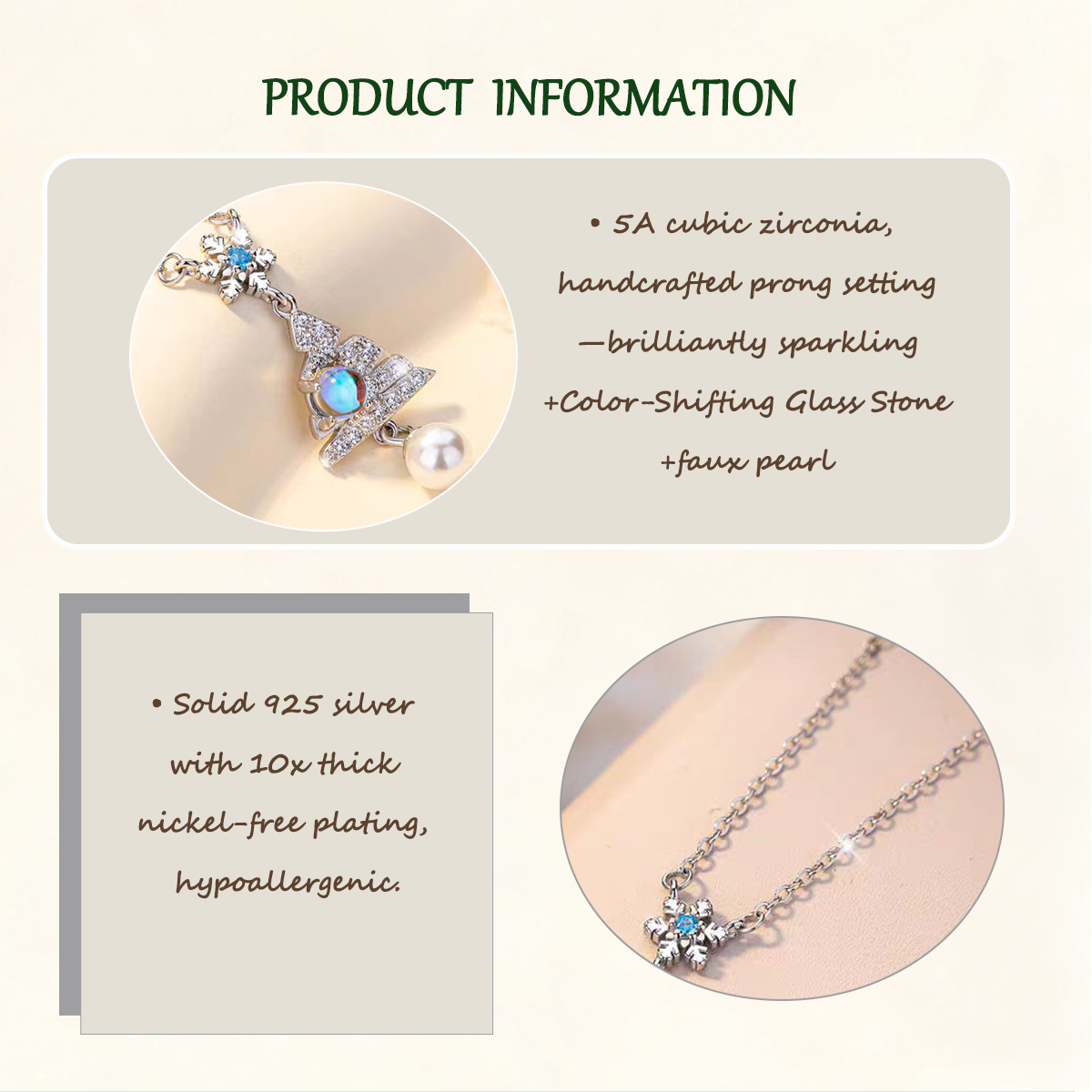 Sterling S925 Silver + 5A cubic zirconia | Christmas Snowflake Tree Necklace ​ | 2025 Christmas Gift  | Festive Magic for Women & Girls